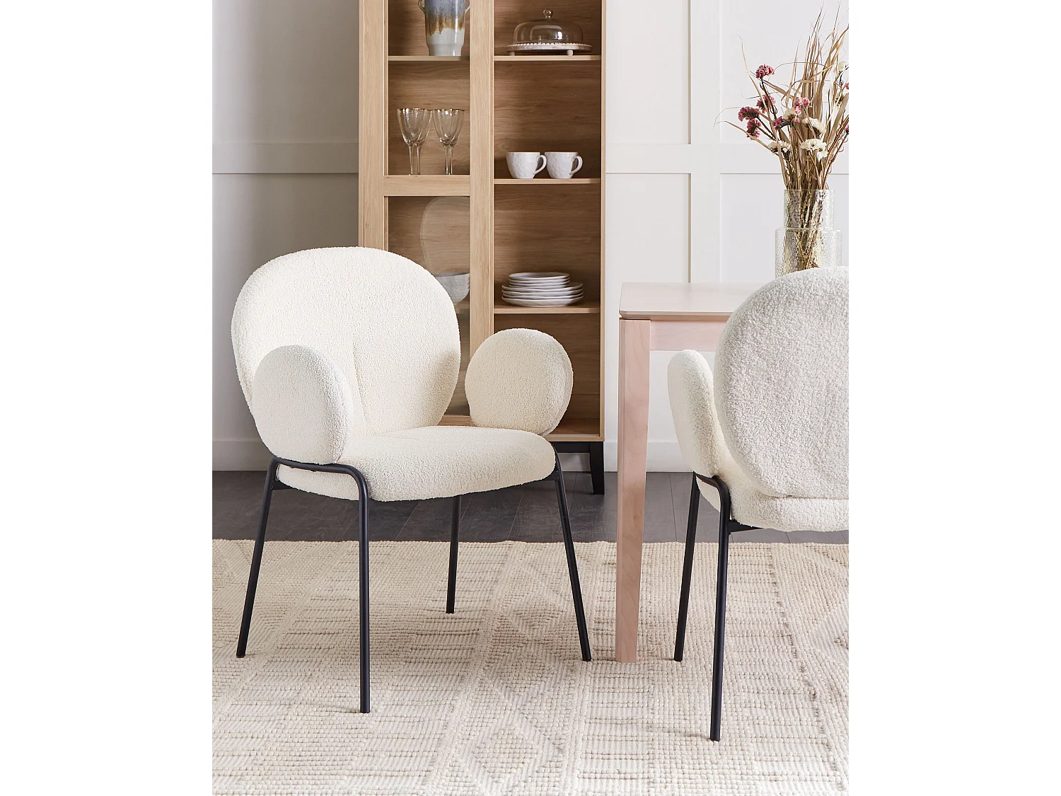 Set van 2 eetkamerstoelen ELY Bouclé Gebroken wit