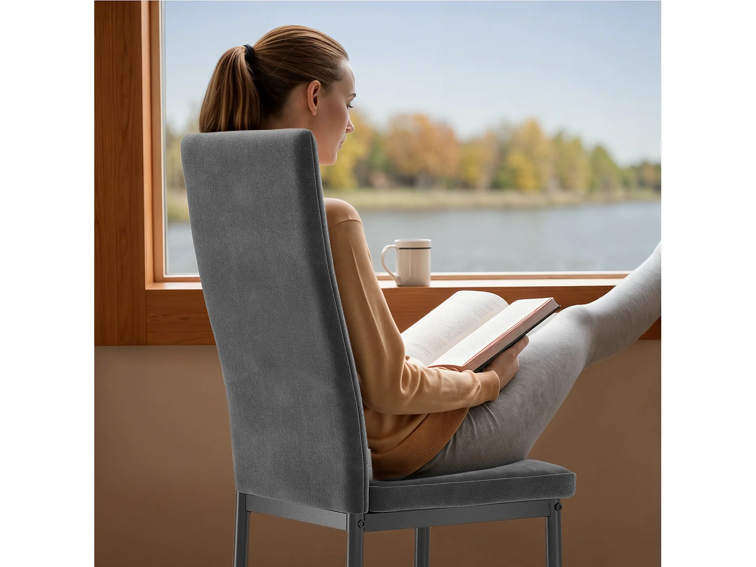 Bealife 6 Chaises Salle à Manger Lot de 6 Chaises de Cuisine Siege Rembourre en Tissu Velours Patte Metal Pied en Caoutchouc Gris Foncé