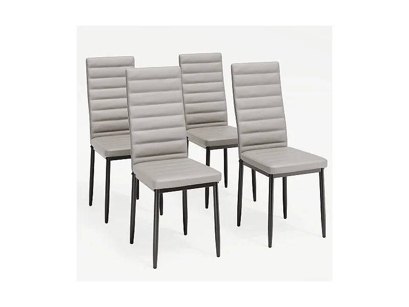 Bealife 4 Chaises Salle à Manger Lot de 4 Chaises de Cuisine Siege Rembourre en Cuir PU Patte Metal Pied en Caoutchouc Gris