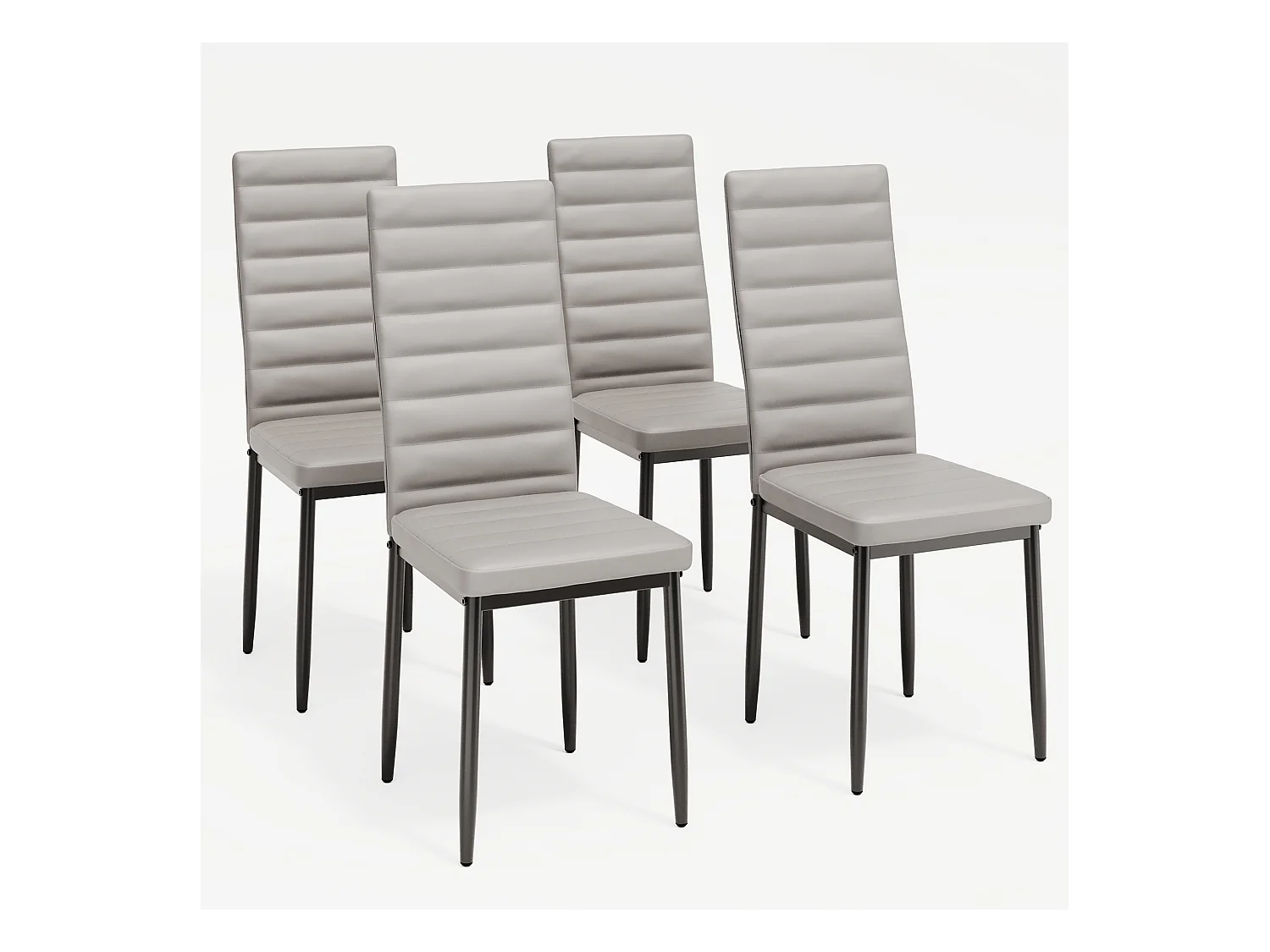 Bealife 4 Chaises Salle à Manger Lot de 4 Chaises de Cuisine Siege Rembourre en Cuir PU Patte Metal Pied en Caoutchouc Gris