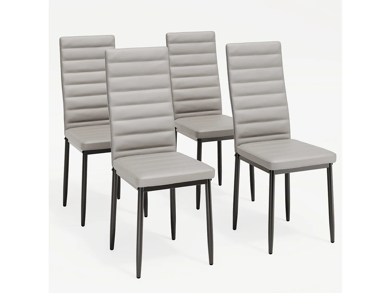 Bealife 4 Chaises Salle à Manger Lot de 4 Chaises de Cuisine Siege Rembourre en Cuir PU Patte Metal Pied en Caoutchouc Gris