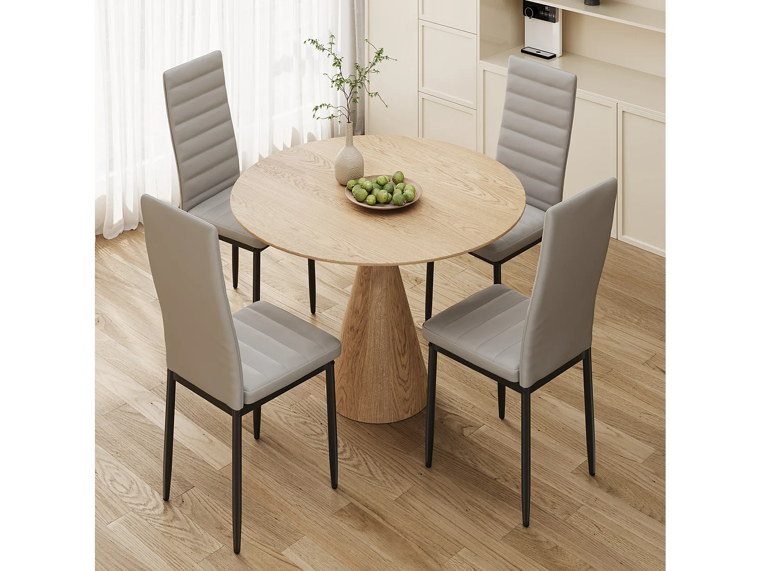 Bealife 4 Chaises Salle à Manger Lot de 4 Chaises de Cuisine Siege Rembourre en Cuir PU Patte Metal Pied en Caoutchouc Gris