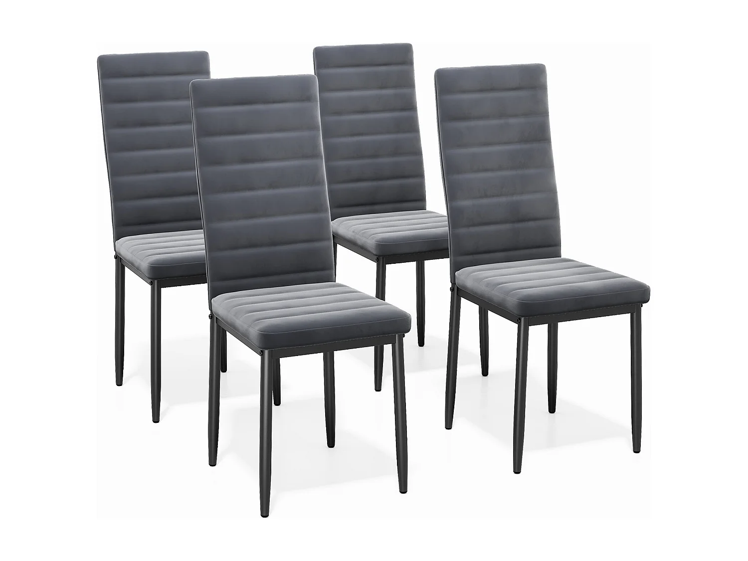 Bealife 4 Chaises Salle à Manger Lot de 4 Chaises de Cuisine Siege Rembourre en Tissu Velours Patte Metal Pied en Caoutchouc Gris Foncé