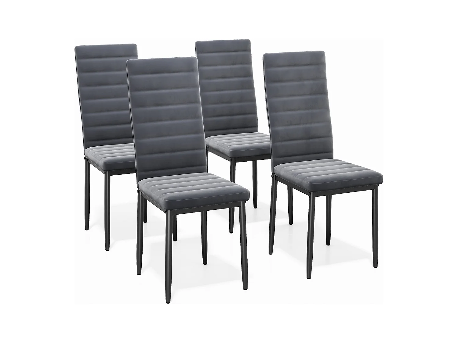 Bealife 4 Chaises Salle à Manger Lot de 4 Chaises de Cuisine Siege Rembourre en Tissu Velours Patte Metal Pied en Caoutchouc Gris Foncé