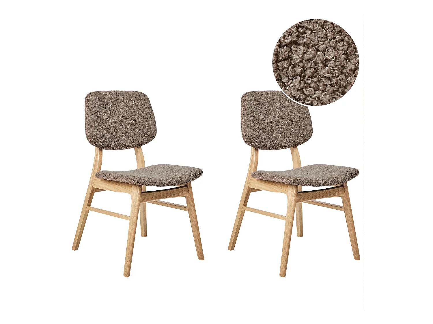 Lot de 2 chaises de salle à manger ELAINE Bois Marron clair/taupe