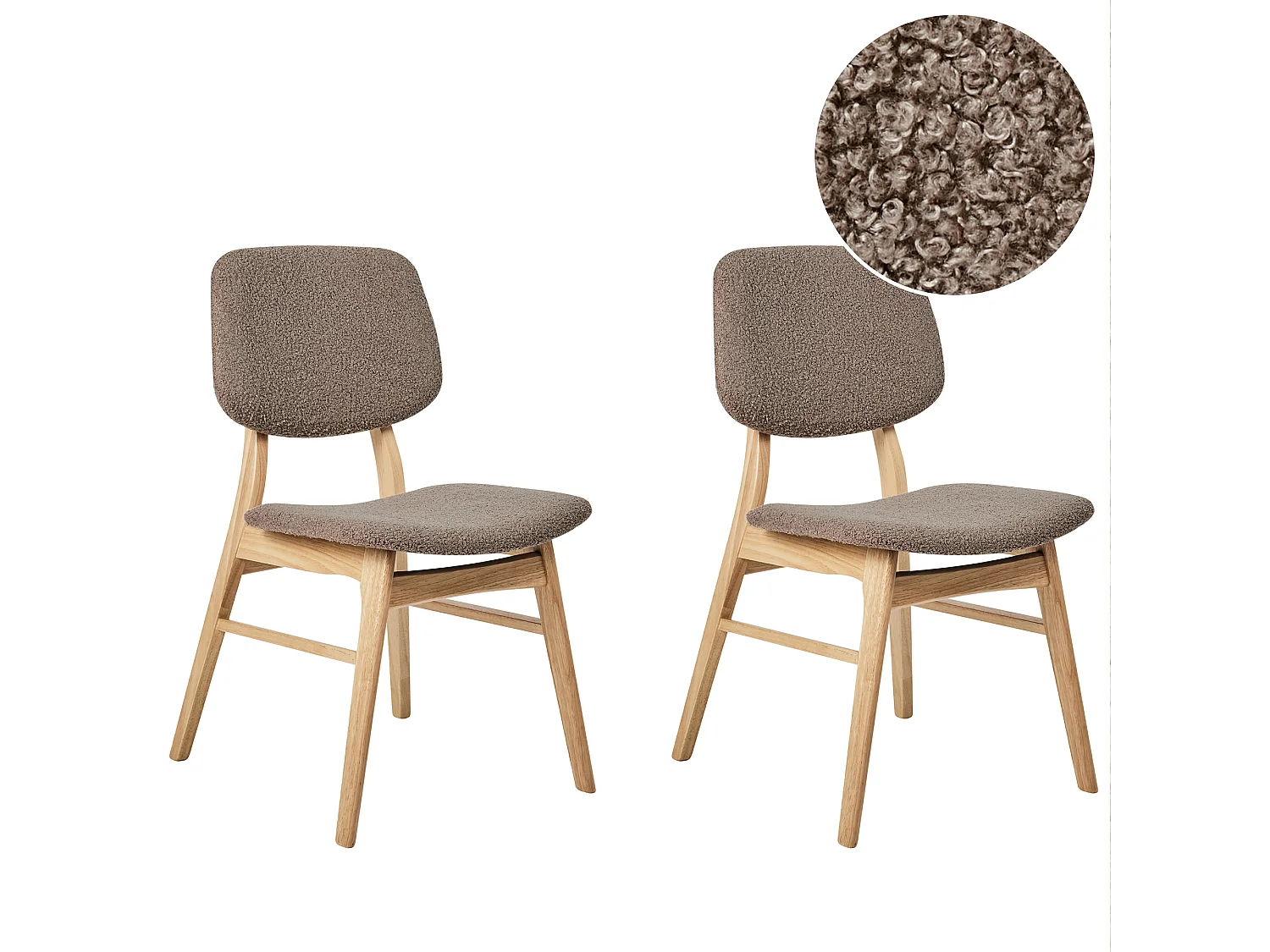 Lot de 2 chaises de salle à manger ELAINE Bois Marron clair/taupe