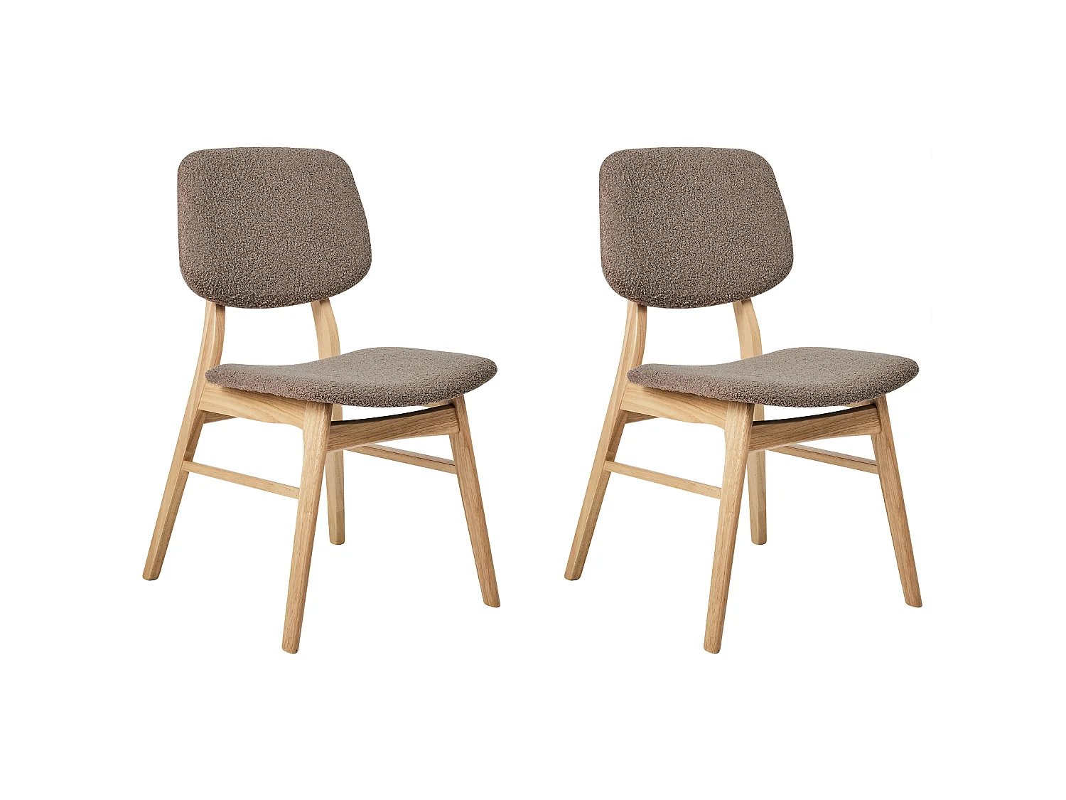 Lot de 2 chaises de salle à manger ELAINE Bois Marron clair/taupe