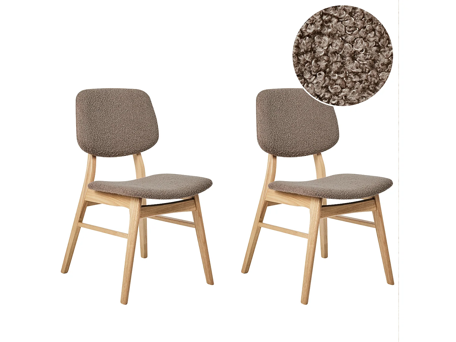 Set of 2 Dining Chairs ELAINE Boucle Light Brown/ Taupe