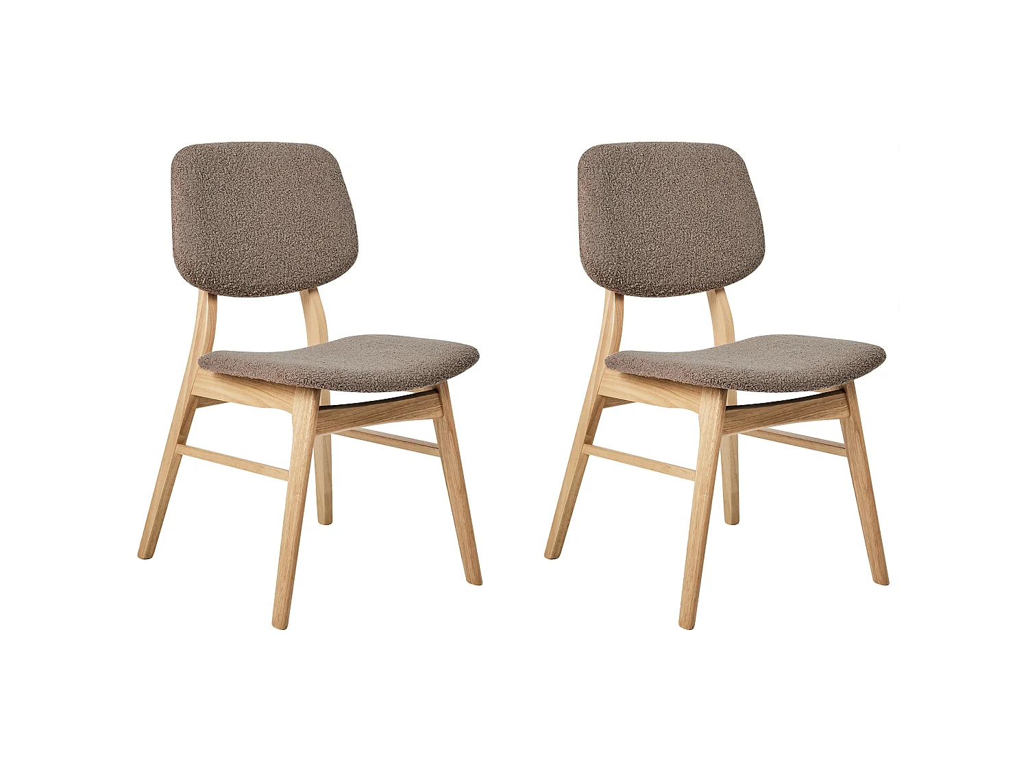 Set of 2 Dining Chairs ELAINE Boucle Light Brown/ Taupe