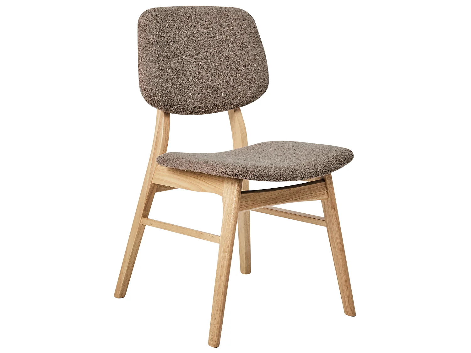 Set of 2 Dining Chairs ELAINE Boucle Light Brown/ Taupe