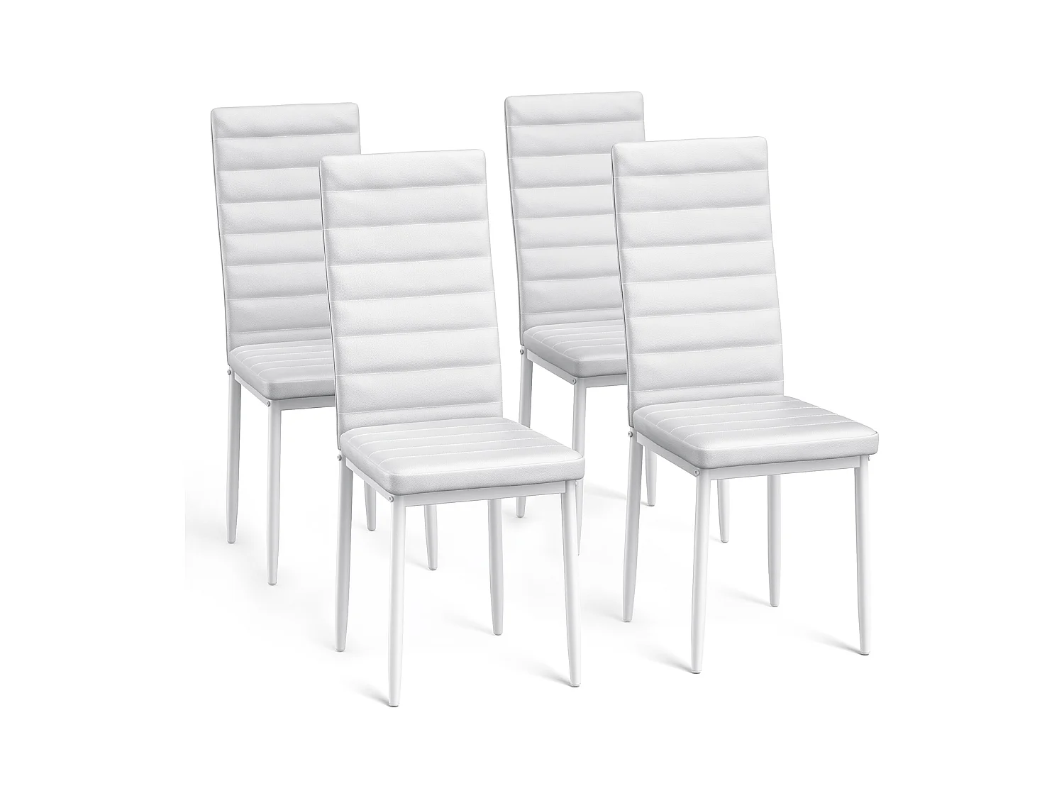 Bealife 4 Chaises Salle à Manger Lot de 4 Chaises de Cuisine Siege Rembourre en Cuir PU Patte Metal Pied en Caoutchouc Blanc