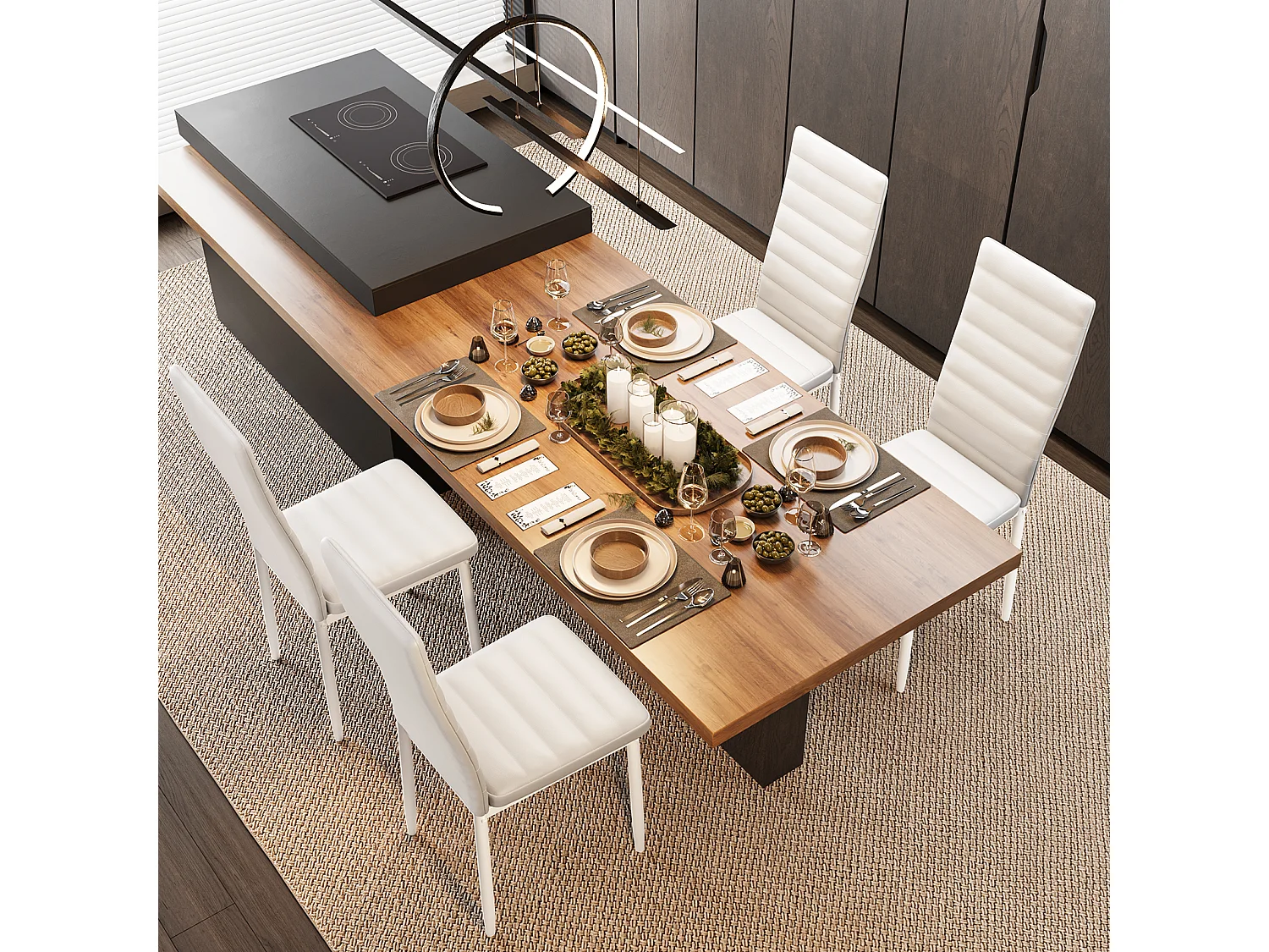 Bealife 4 Chaises Salle à Manger Lot de 4 Chaises de Cuisine Siege Rembourre en Cuir PU Patte Metal Pied en Caoutchouc Blanc