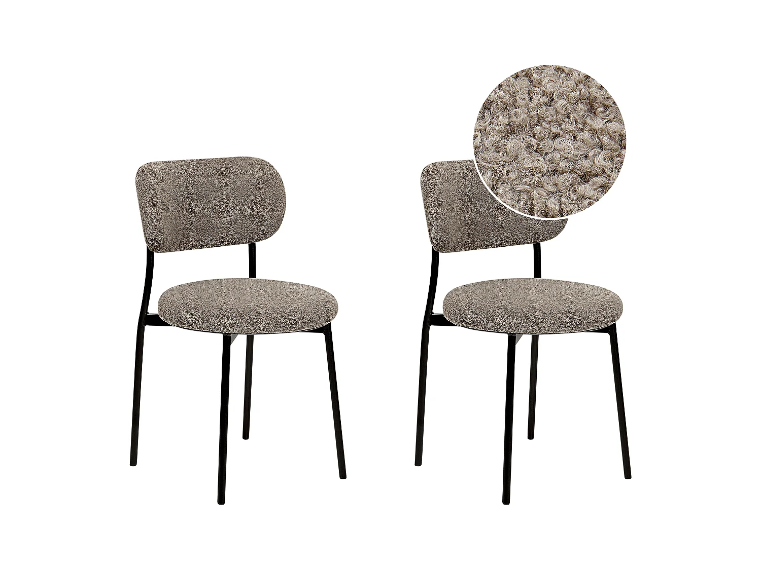 Lot de 2 chaises de salle à manger CASEY Bouclé Taupe
