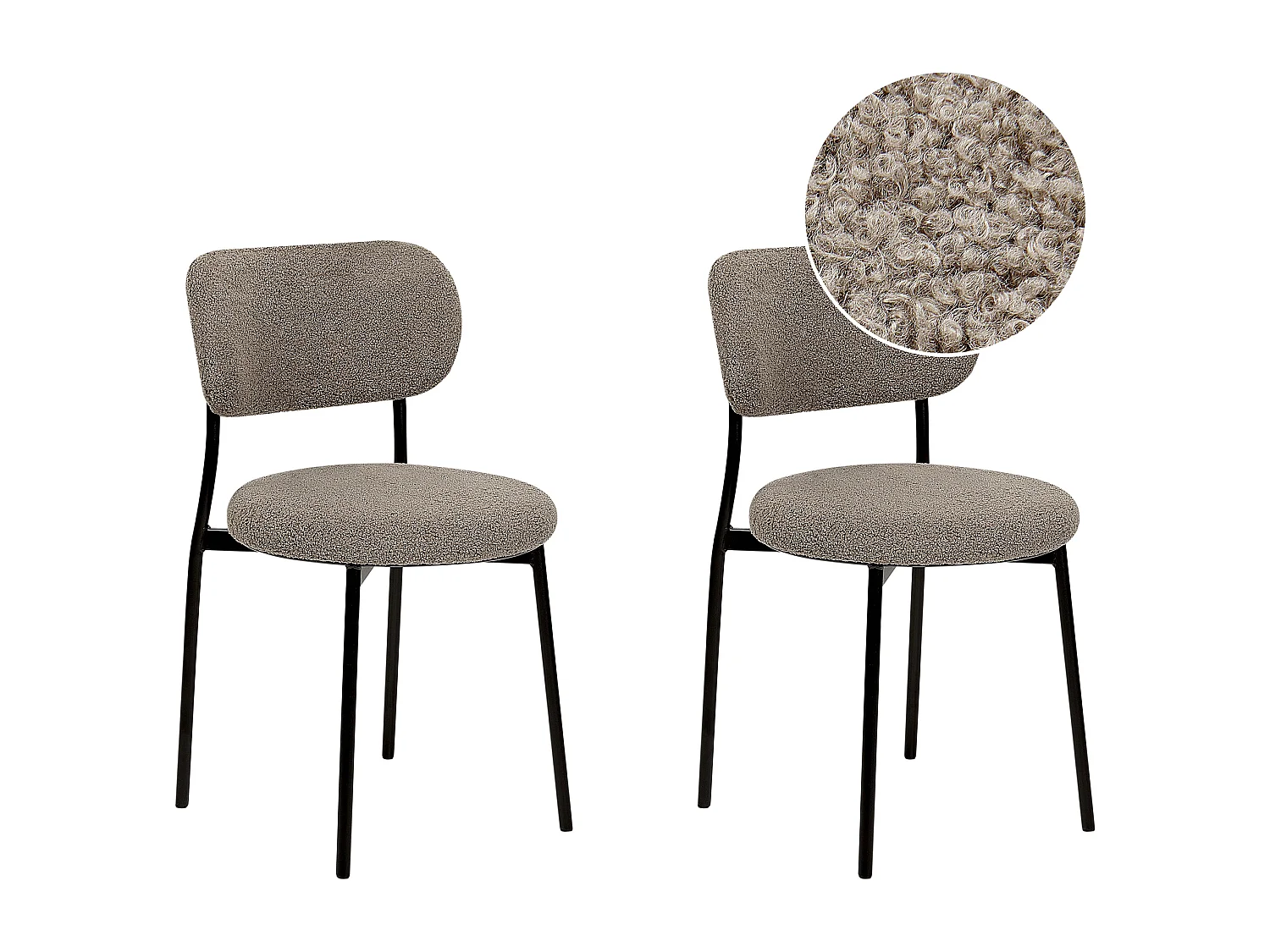 Lot de 2 chaises de salle à manger CASEY Bouclé Taupe