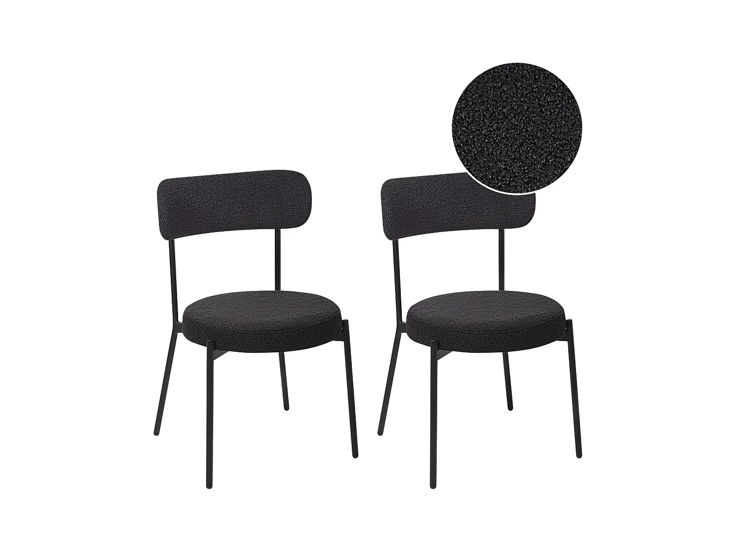 Lot de 2 chaises de salle à manger ALLISON Bouclé Noir