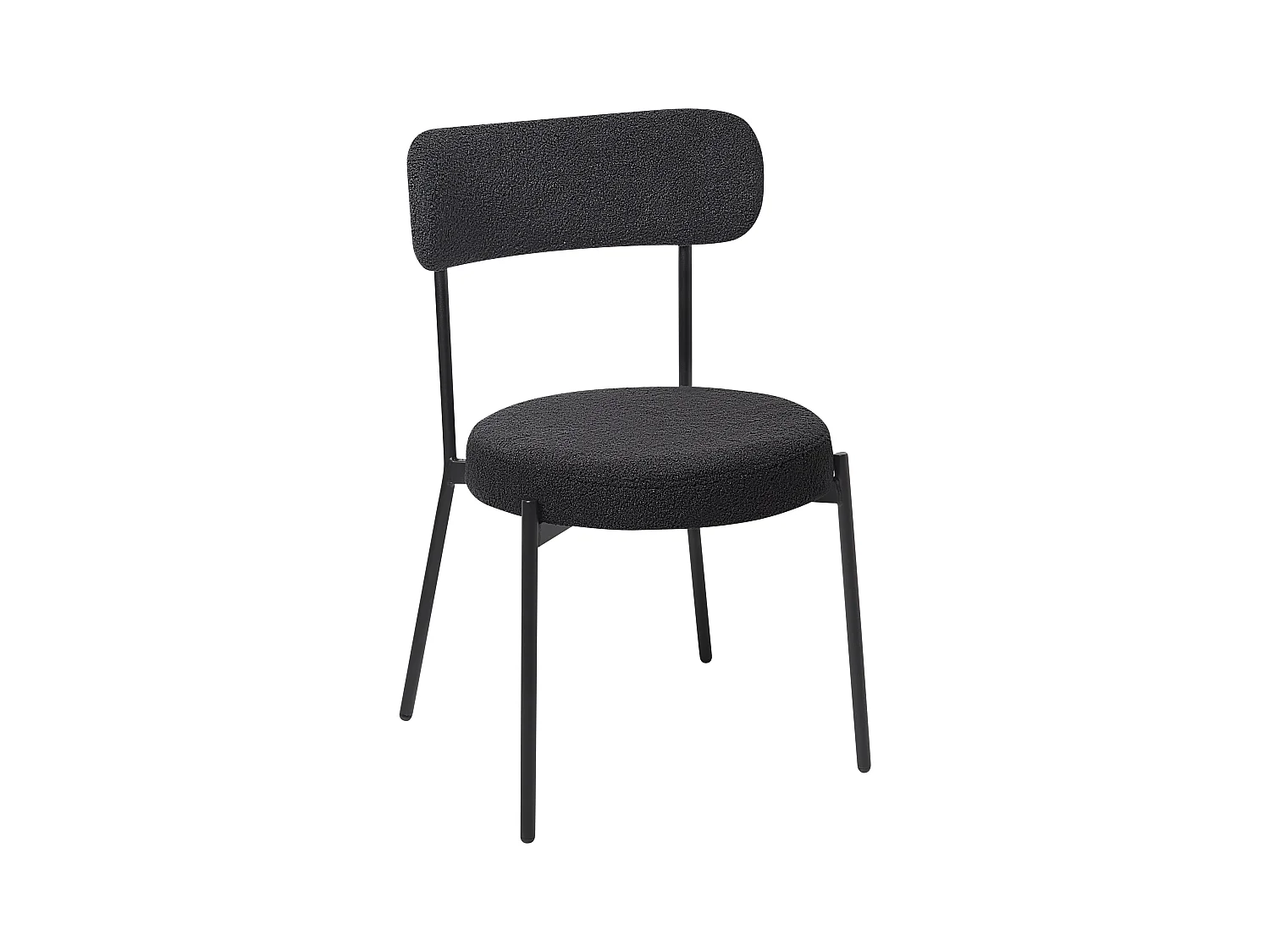 Esszimmerstuhl 2er Set Bouclé schwarz mit hoher Lehne Metallbeine modern Allison