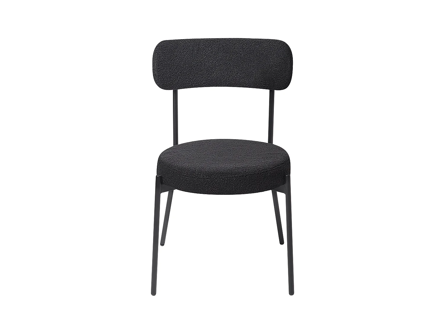Esszimmerstuhl 2er Set Bouclé schwarz mit hoher Lehne Metallbeine modern Allison