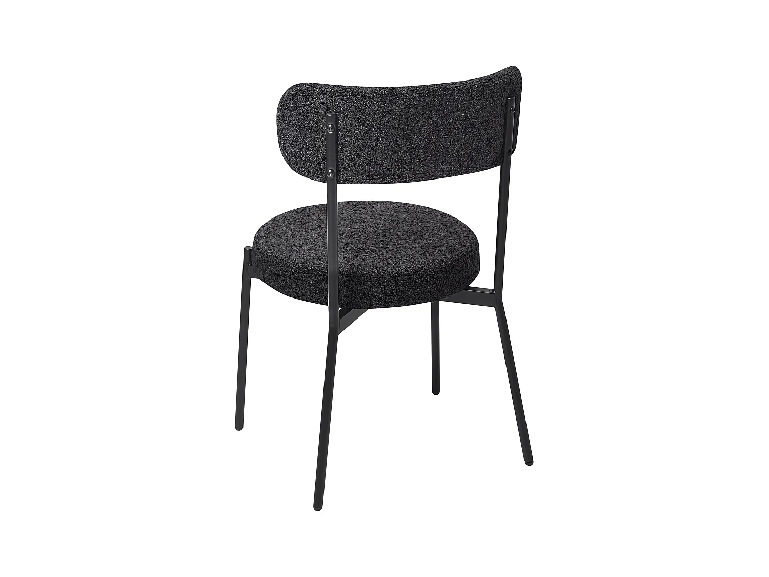Esszimmerstuhl 2er Set Bouclé schwarz mit hoher Lehne Metallbeine modern Allison