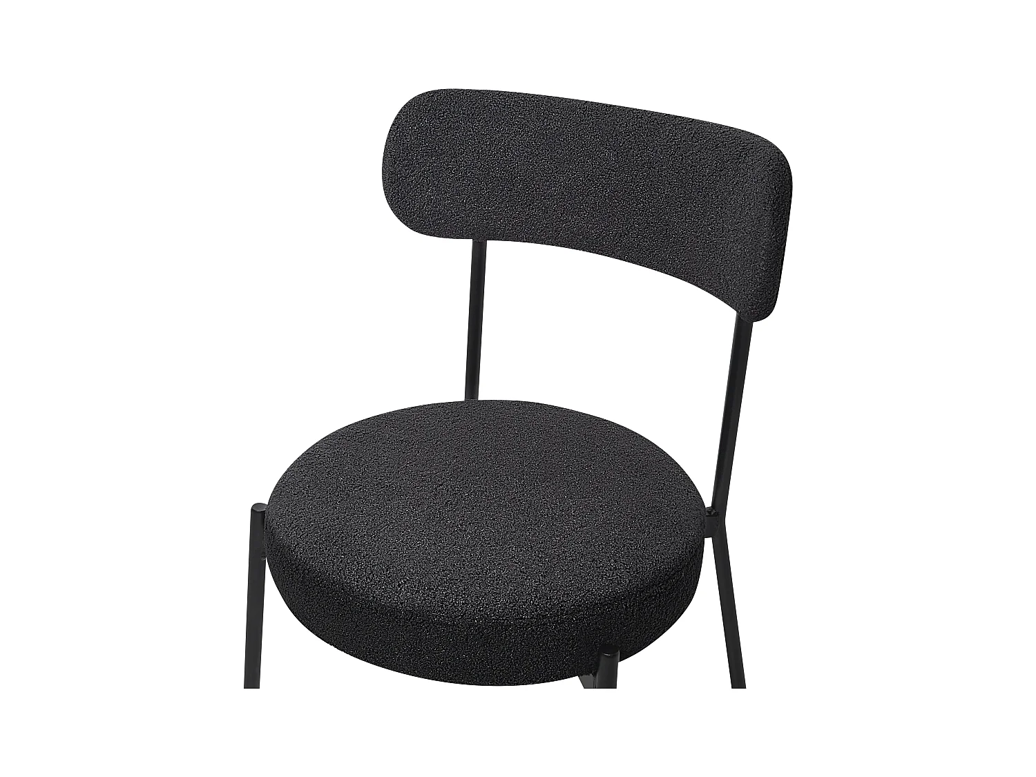 Esszimmerstuhl 2er Set Bouclé schwarz mit hoher Lehne Metallbeine modern Allison