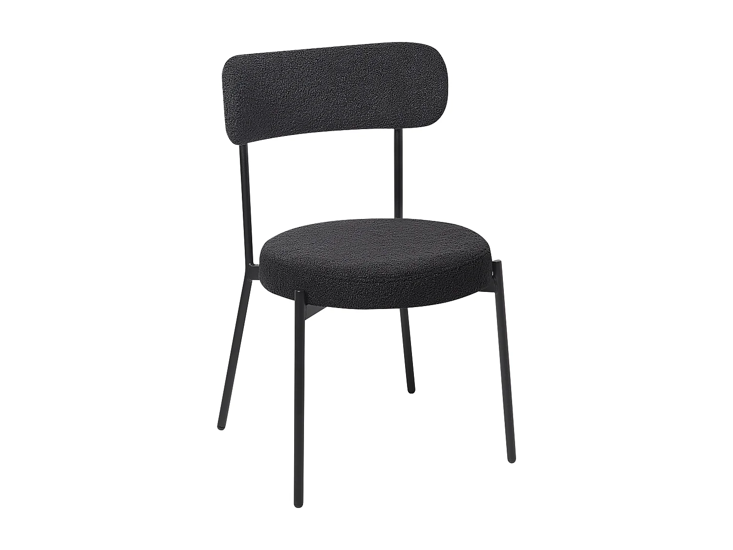 Esszimmerstuhl 2er Set Bouclé schwarz mit hoher Lehne Metallbeine modern Allison