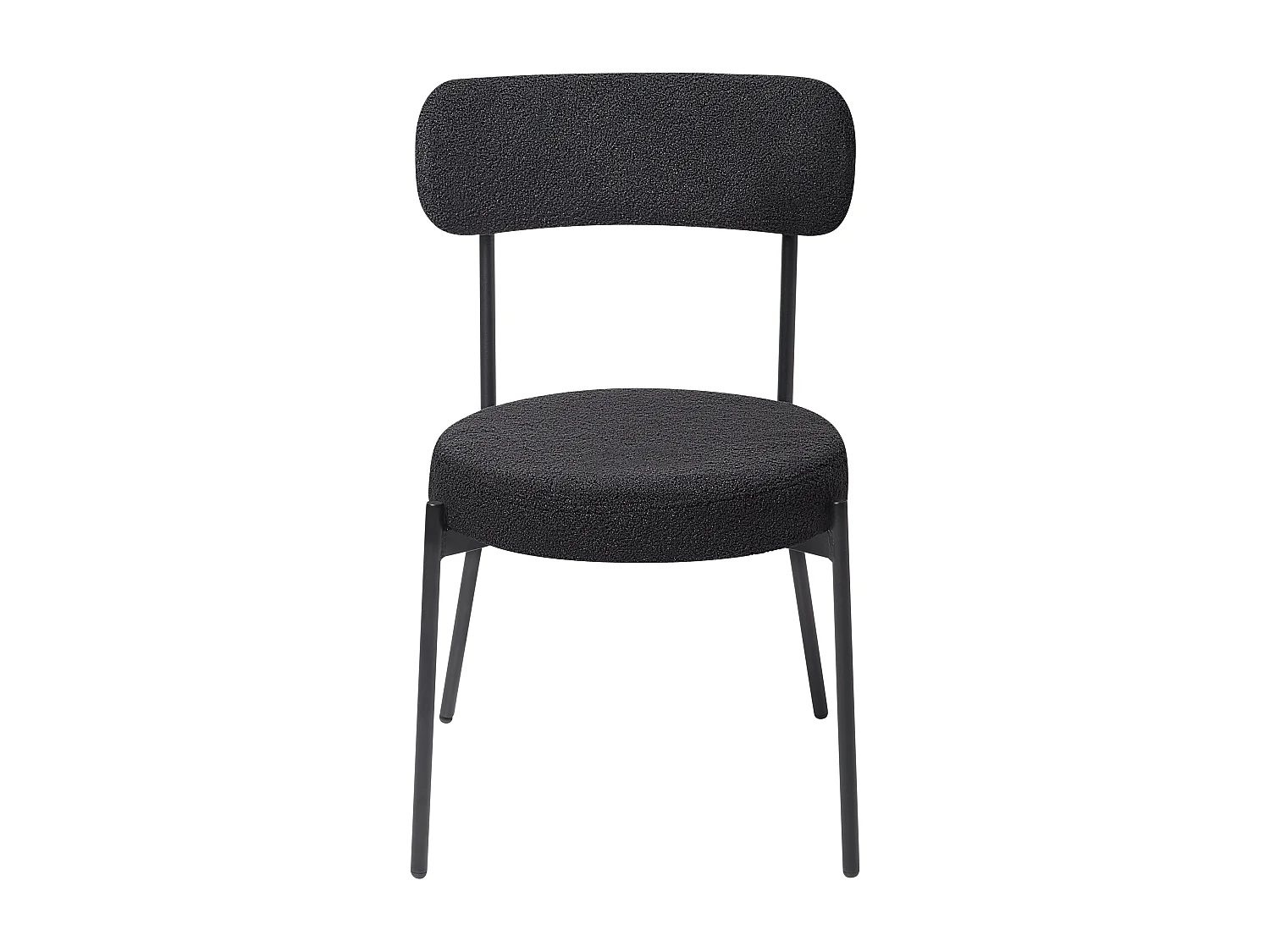 Esszimmerstuhl 2er Set Bouclé schwarz mit hoher Lehne Metallbeine modern Allison