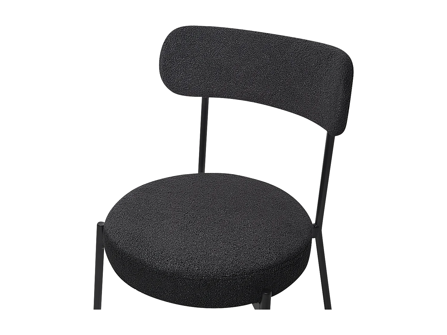 Esszimmerstuhl 2er Set Bouclé schwarz mit hoher Lehne Metallbeine modern Allison