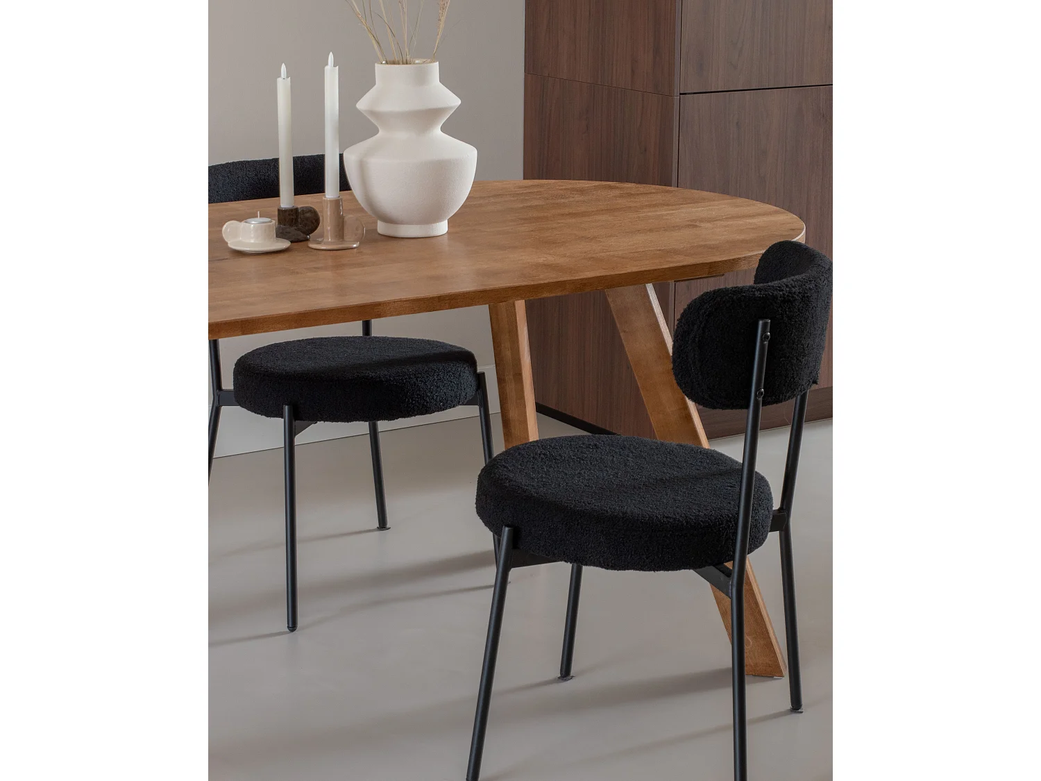 Lot de 2 chaises de salle à manger ALLISON Bouclé Noir