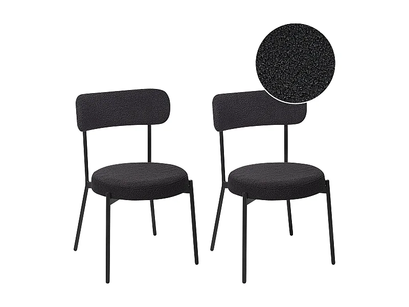 Lot de 2 chaises de salle à manger ALLISON Bouclé Noir