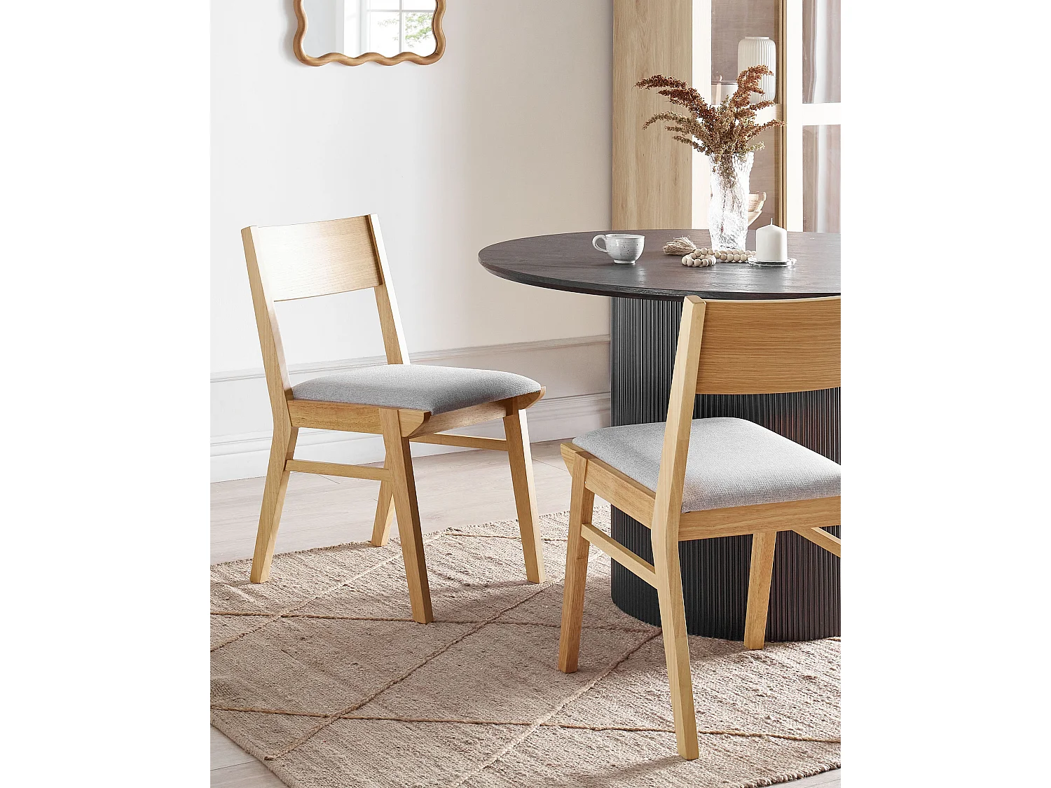 Esszimmerstuhl 2er Set ENOLA Holz Hellgrau