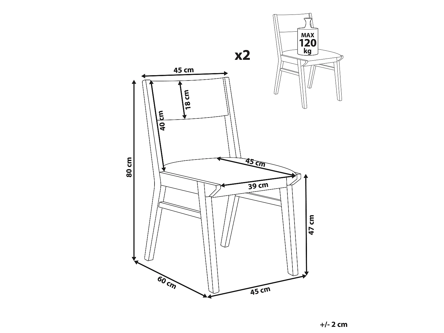 Set di 2 sedie da pranzo ENOLA Legno Grigio chiaro