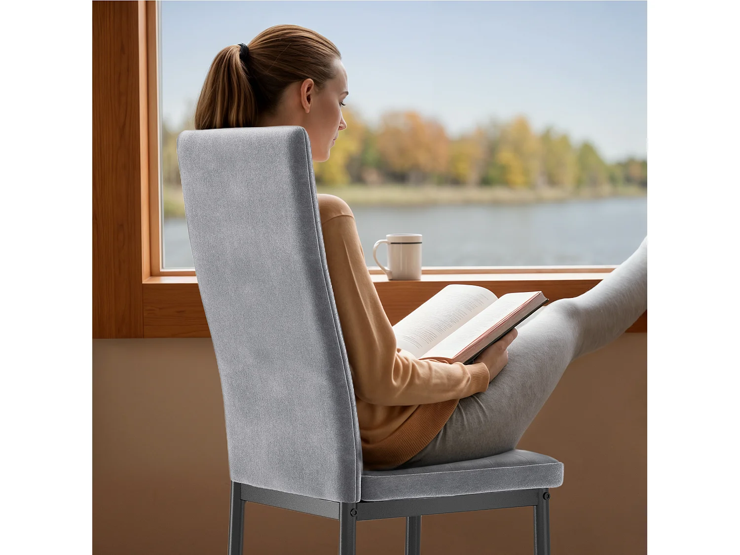 Bealife 6 Chaises Salle à Manger Lot de 6 Chaises de Cuisine Siege Rembourre en Tissu Velours Patte Metal Pied en Caoutchouc Gris Clair