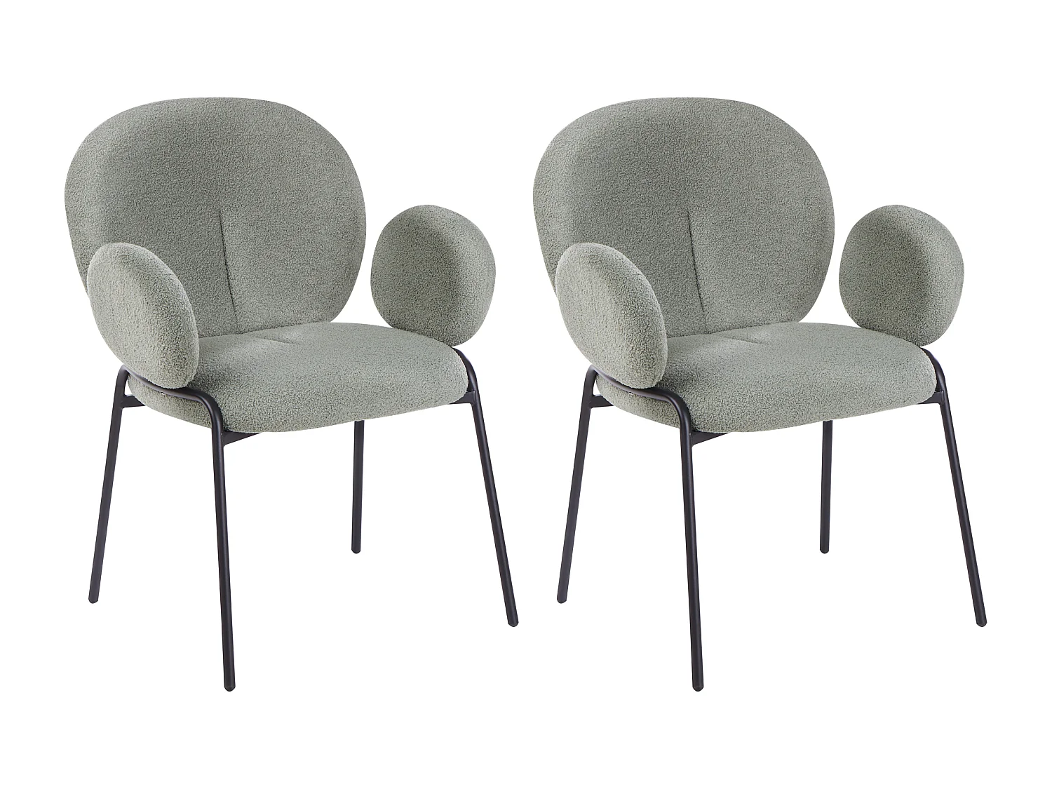 Esszimmerstuhl 2er Set ELY Bouclé Hellgrün