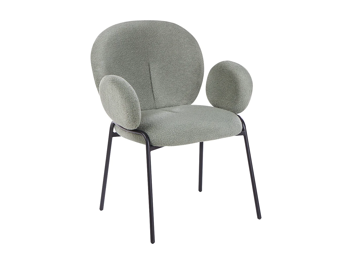 Lot de 2 chaises de salle à manger ELY Bouclé Vert clair