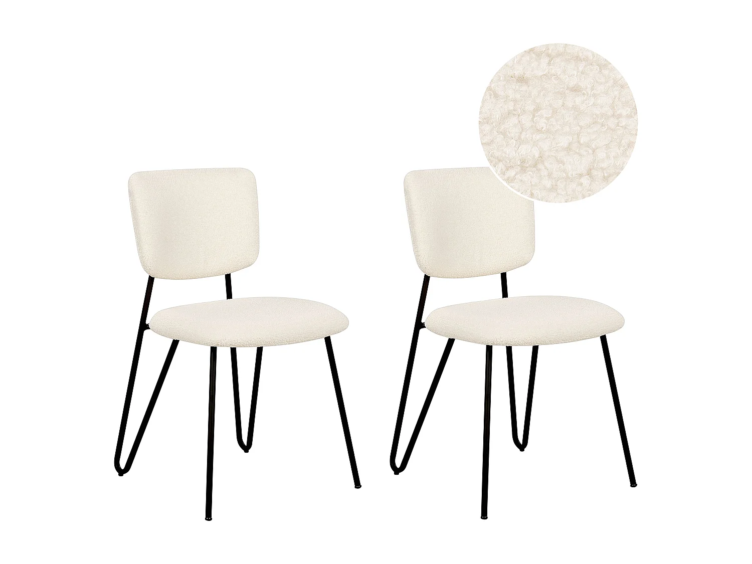 Conjunto de 2 sillas de comedor NELKO Bouclé Blanco crema