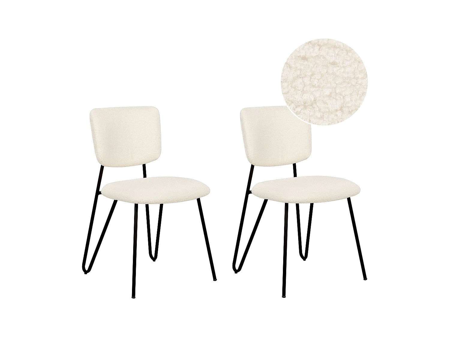 Set van 2 eetkamerstoelen NELKO Bouclé Gebroken wit