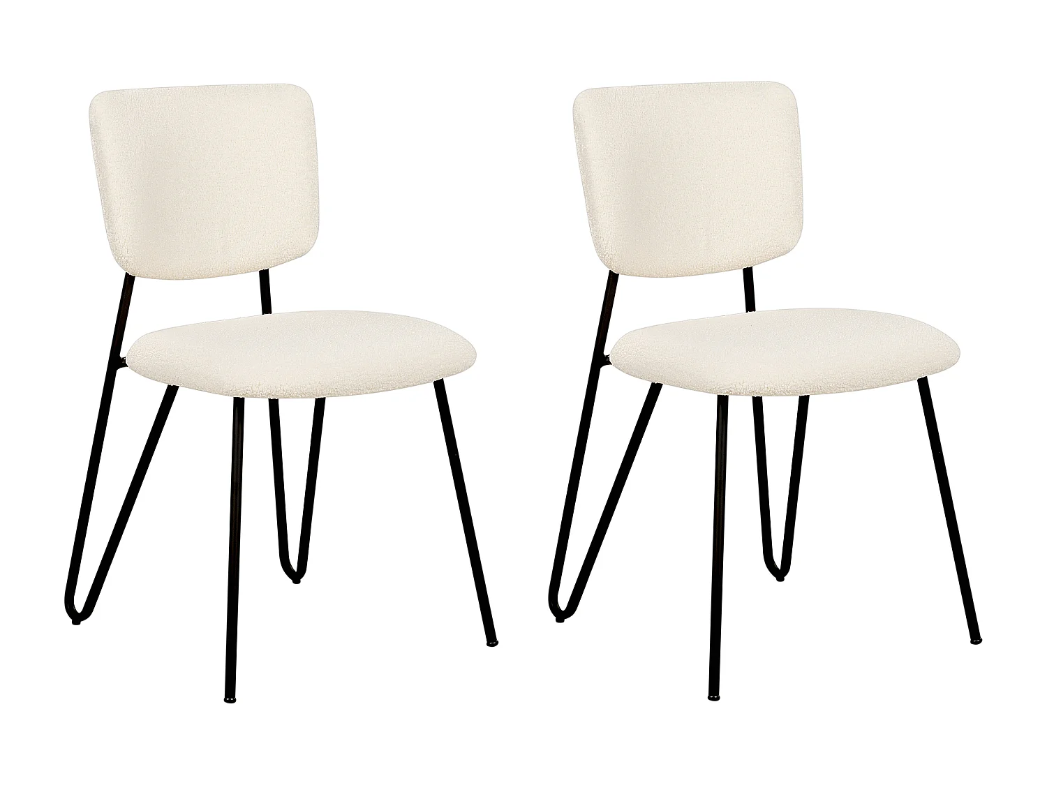 Lot de 2 chaises de salle à manger NELKO Bouclé Blanc cassé