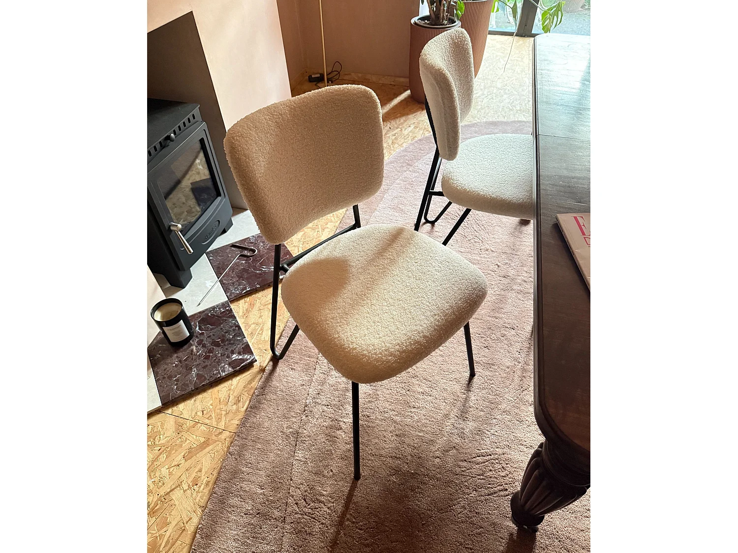 Set of 2 Dining Chairs NELKO Boucle Off-White