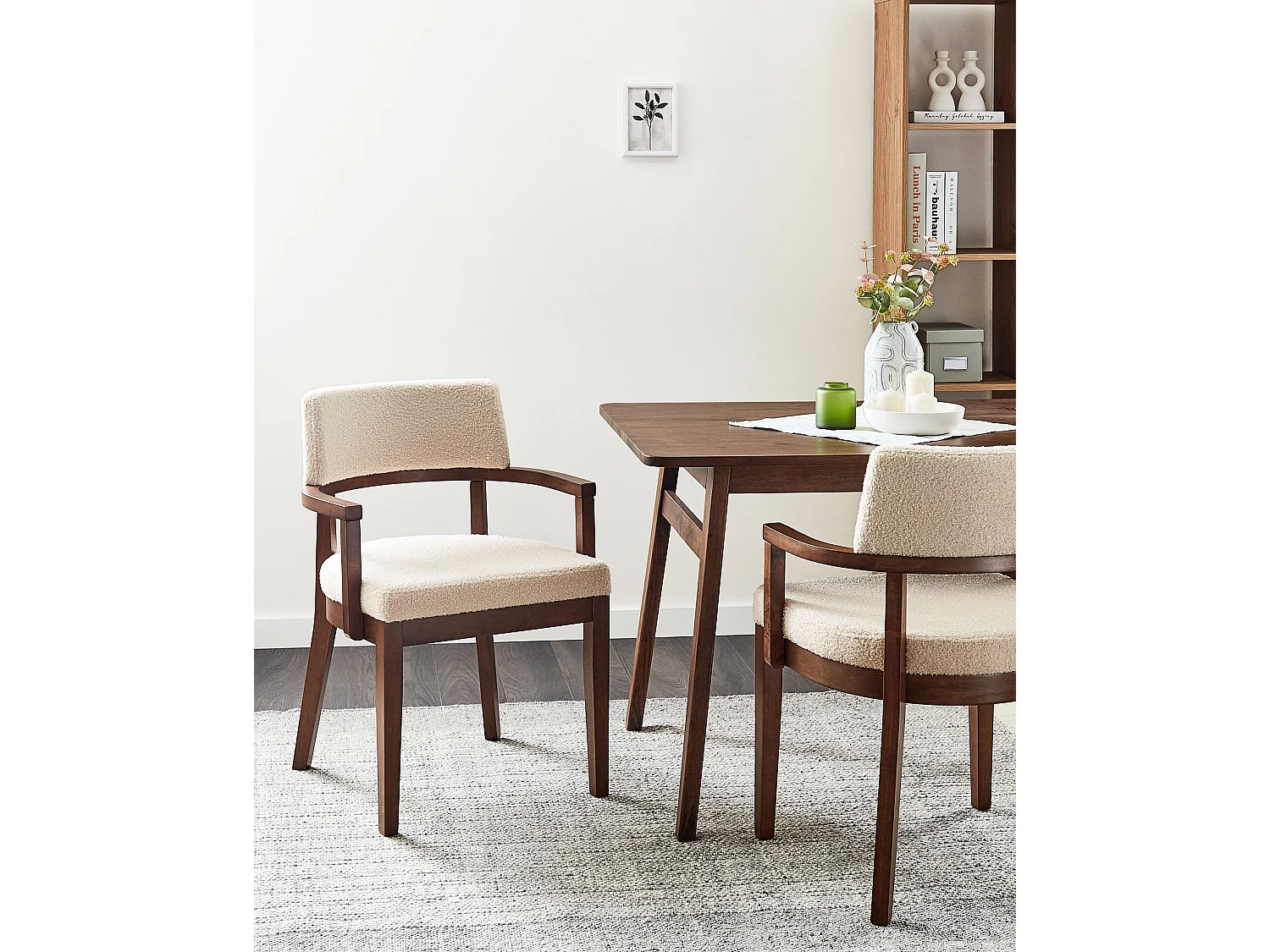 Conjunto de 2 cadeiras de jantar DALBO Bouclé Castanho escuro