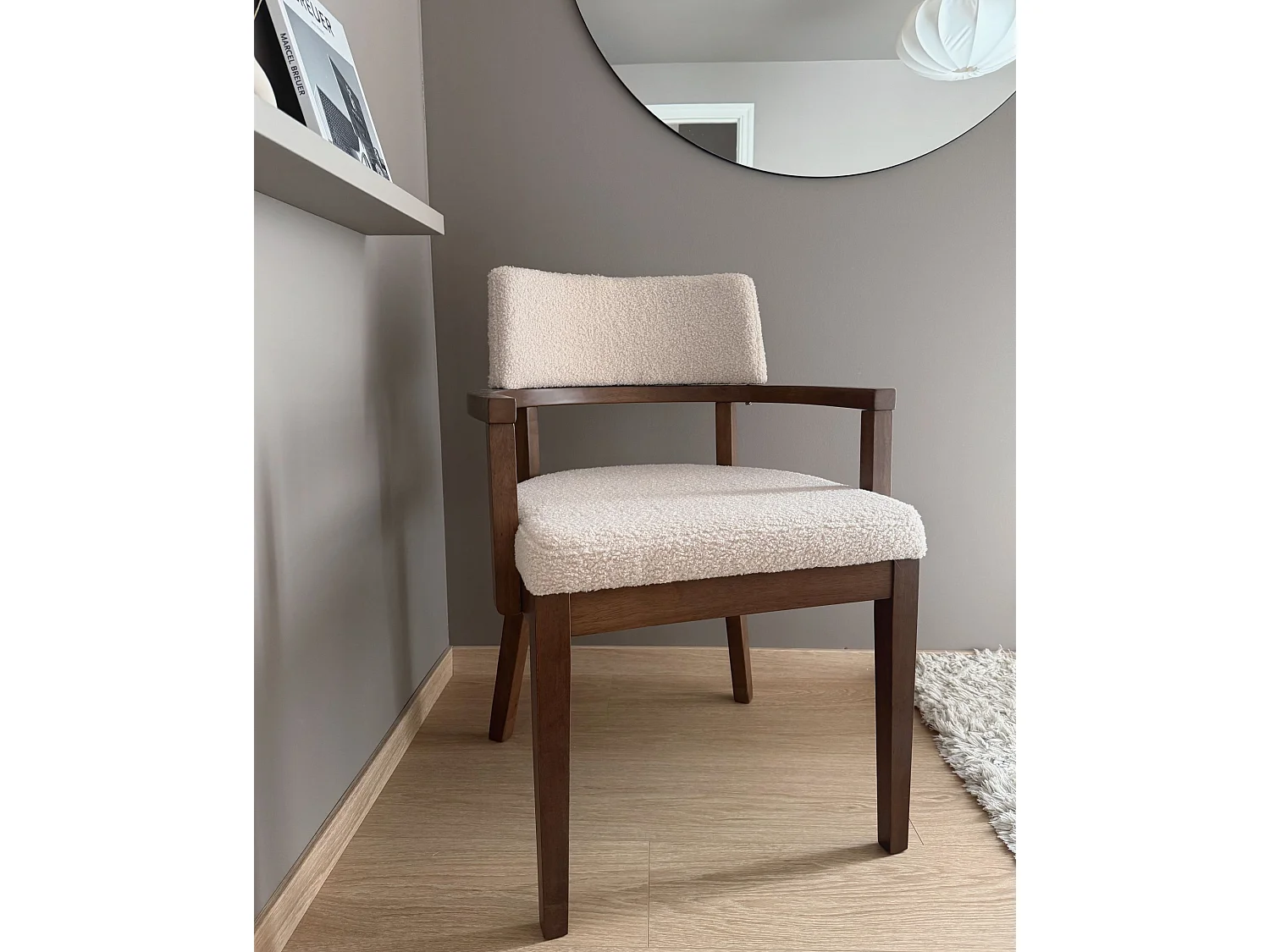 Set of 2 Dining Chairs DALBO Boucle Brown/ Light Beige