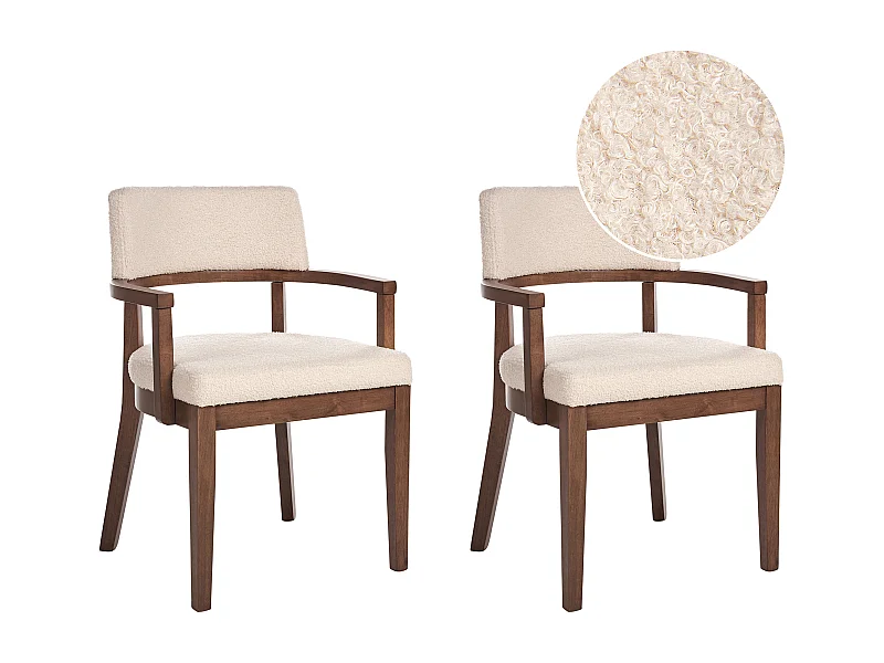 Conjunto de 2 cadeiras de jantar DALBO Bouclé Castanho escuro