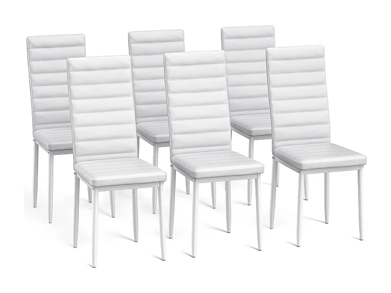 Bealife 6 Chaises Salle à Manger Lot de 6 Chaises de Cuisine Siege Rembourre en Cuir PU Patte Metal Pied en Caoutchouc Blanc