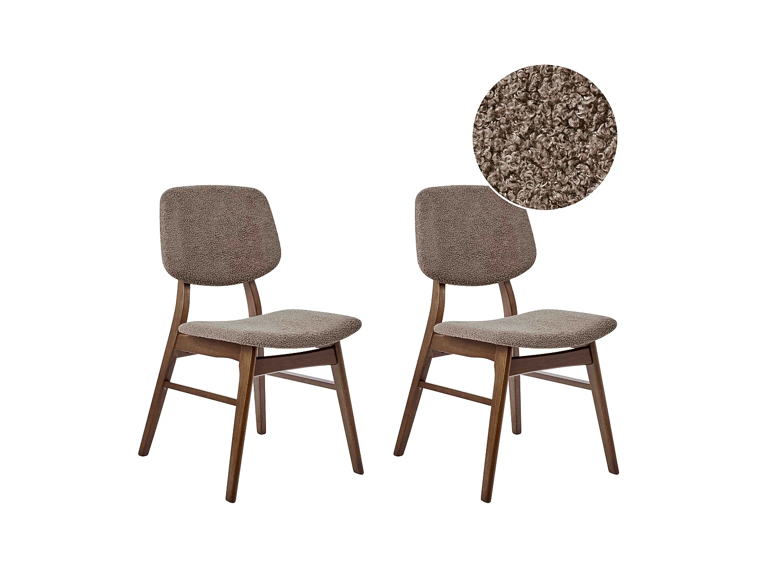 Lot de 2 chaises de salle à manger ELAINE Bois Marron foncé/taupe