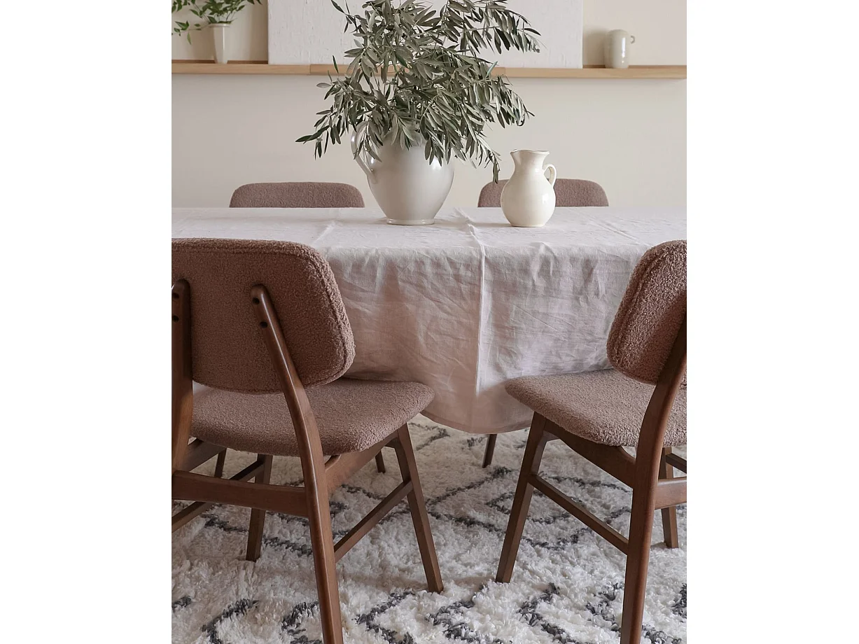 Set of 2 Dining Chairs ELAINE Boucle Dark Brown/ Taupe
