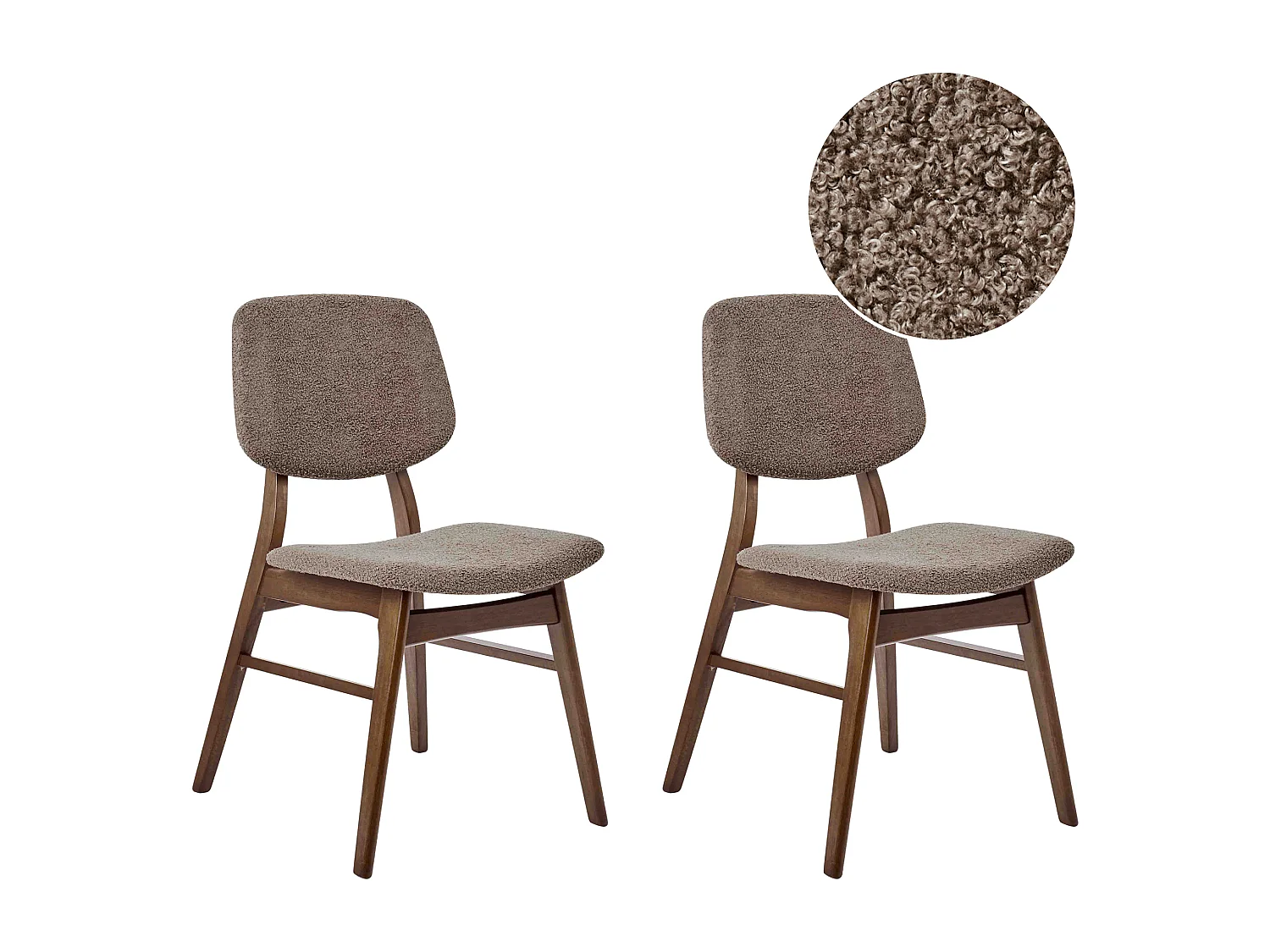 Lot de 2 chaises de salle à manger ELAINE Bois Marron foncé/taupe