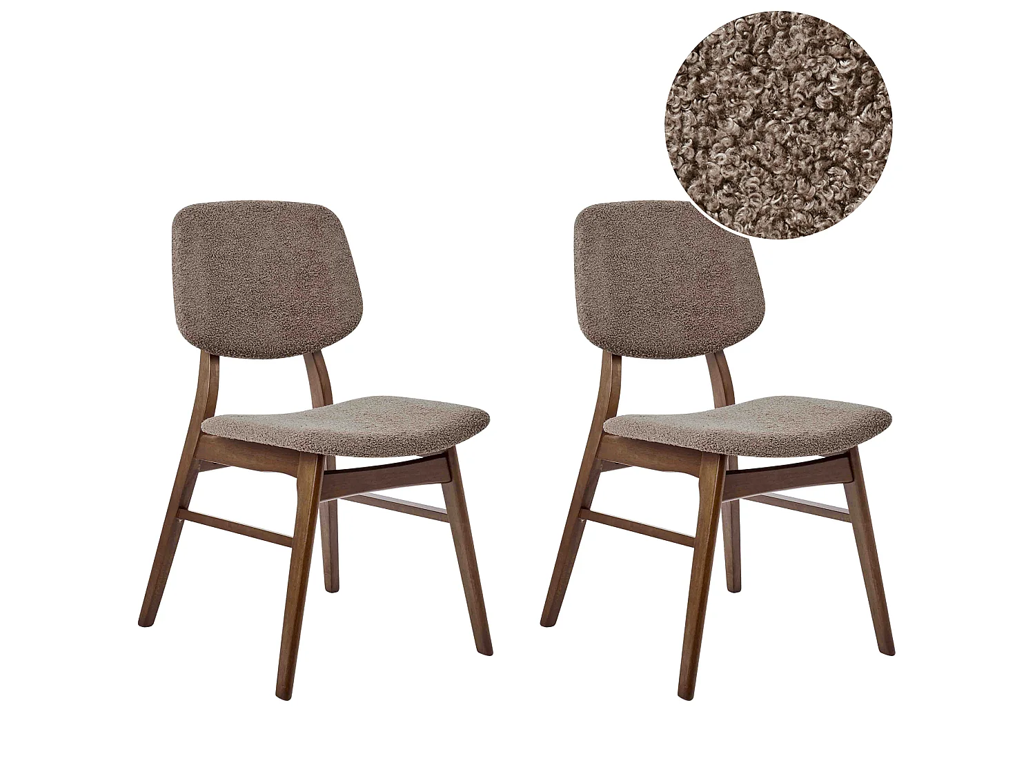 Set of 2 Dining Chairs ELAINE Boucle Dark Brown/ Taupe