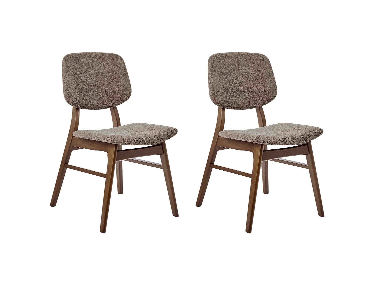Set of 2 Dining Chairs ELAINE Boucle Dark Brown/ Taupe