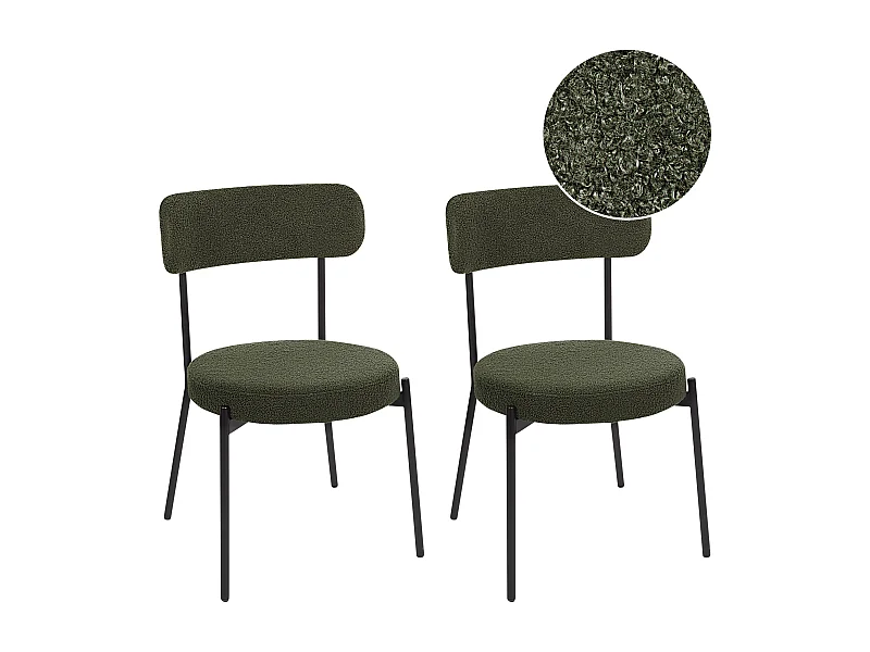 Set di 2 sedie da pranzo ALLISON Bouclé Verde scuro
