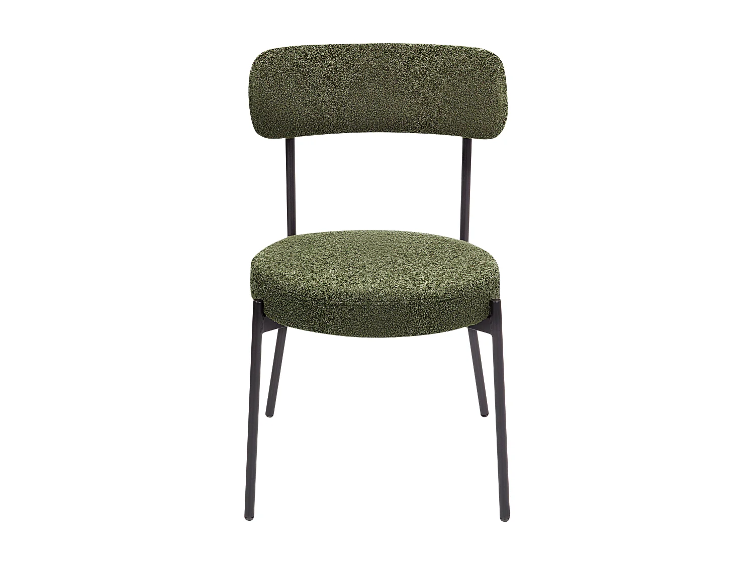 Esszimmerstuhl 2er Set Bouclé dunkelgrün hohe Lehne Metallbeine modern Allison