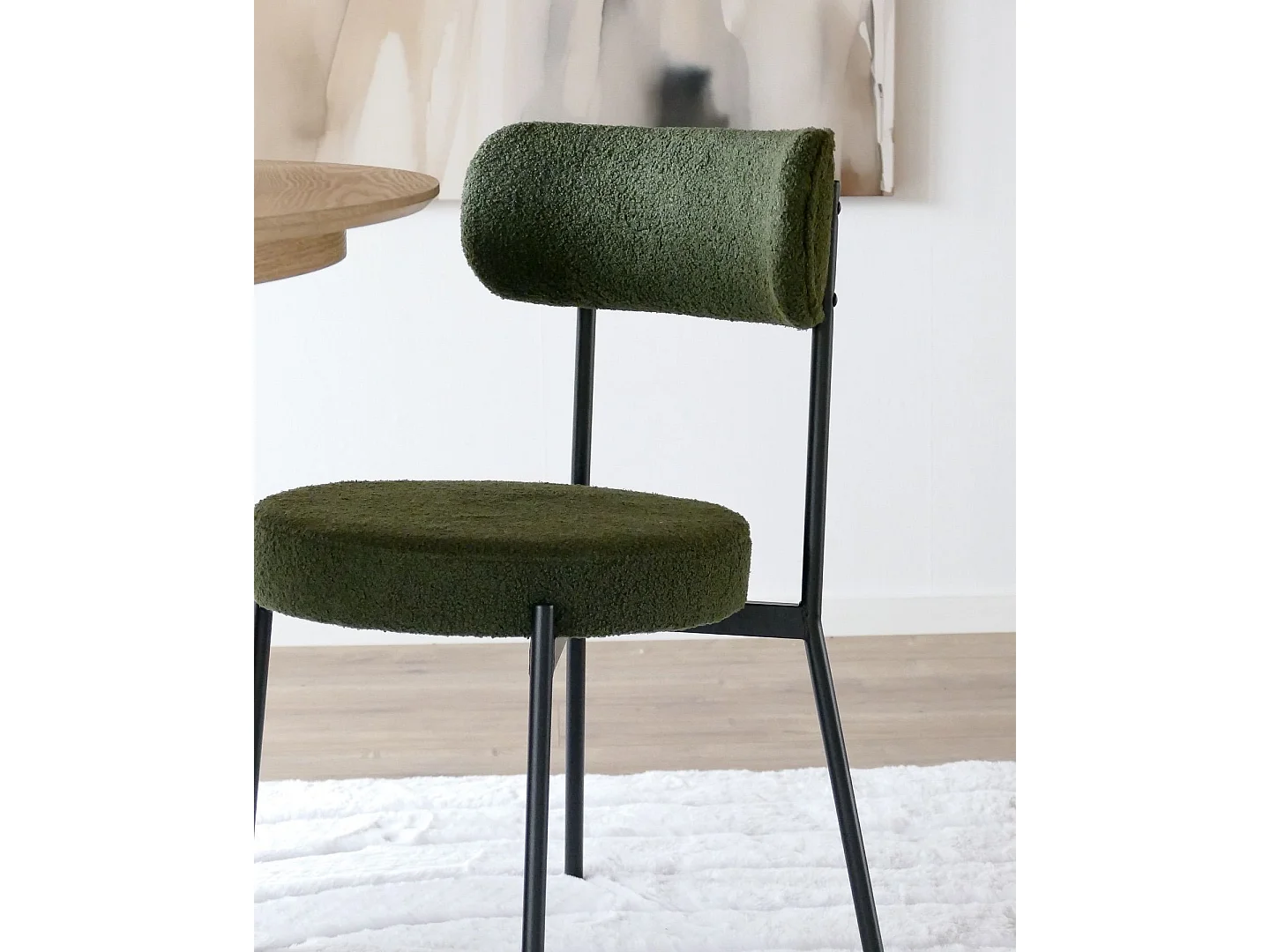 Set of 2 Dining Chairs ALLISON Boucle Dark Green