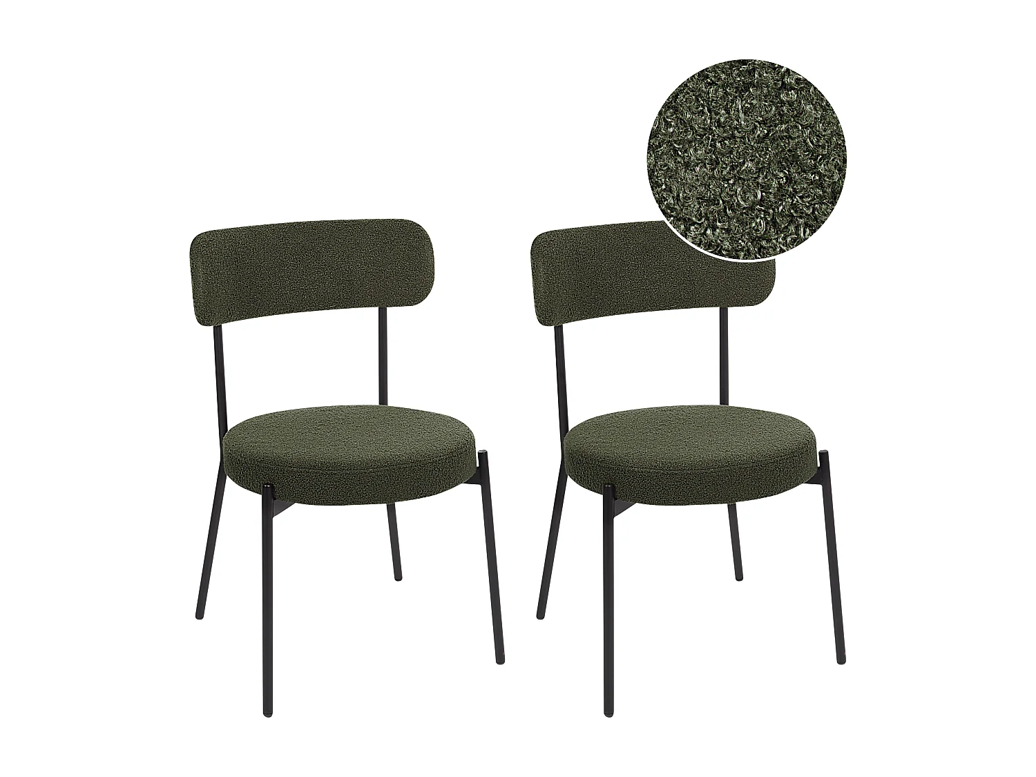 Lot de 2 chaises de salle à manger ALLISON Bouclé Vert foncé